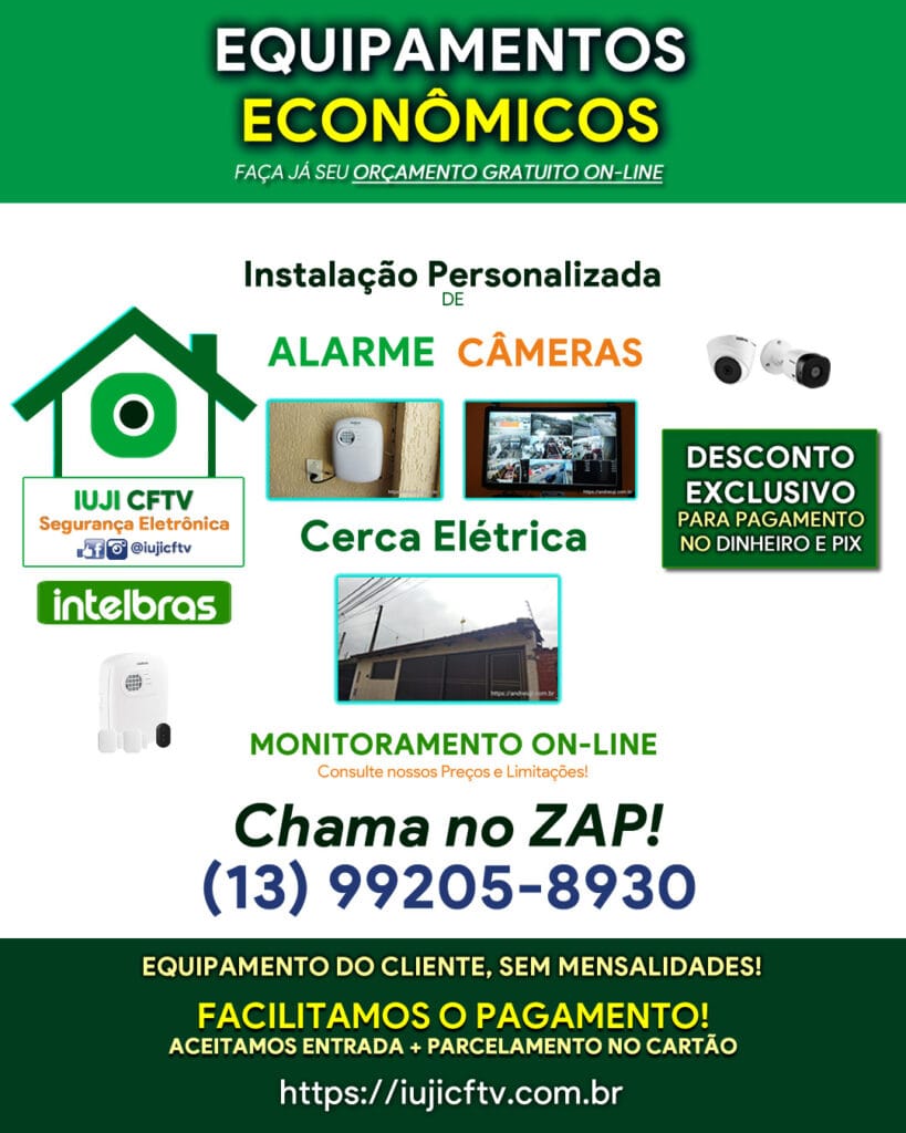 Iuji Cftv Instalacao Facilitada De Equipamentos Economicos Intelbras Para Monitorar Casas Apartamentos Comercios Praia Grande Mongagua Itanhaem Santos Baixada Santista Litoral Paulista Sp Brasil