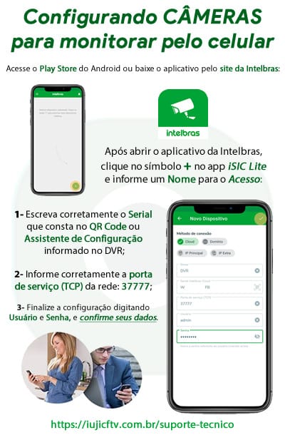 Suporte Tecnico Iuji Cftv Iujicftv Configurando Cameras Para Monitorar Pelo Aplicativo Isic Lite Intelbras App Acesso Remoto Dvr Rede Internet